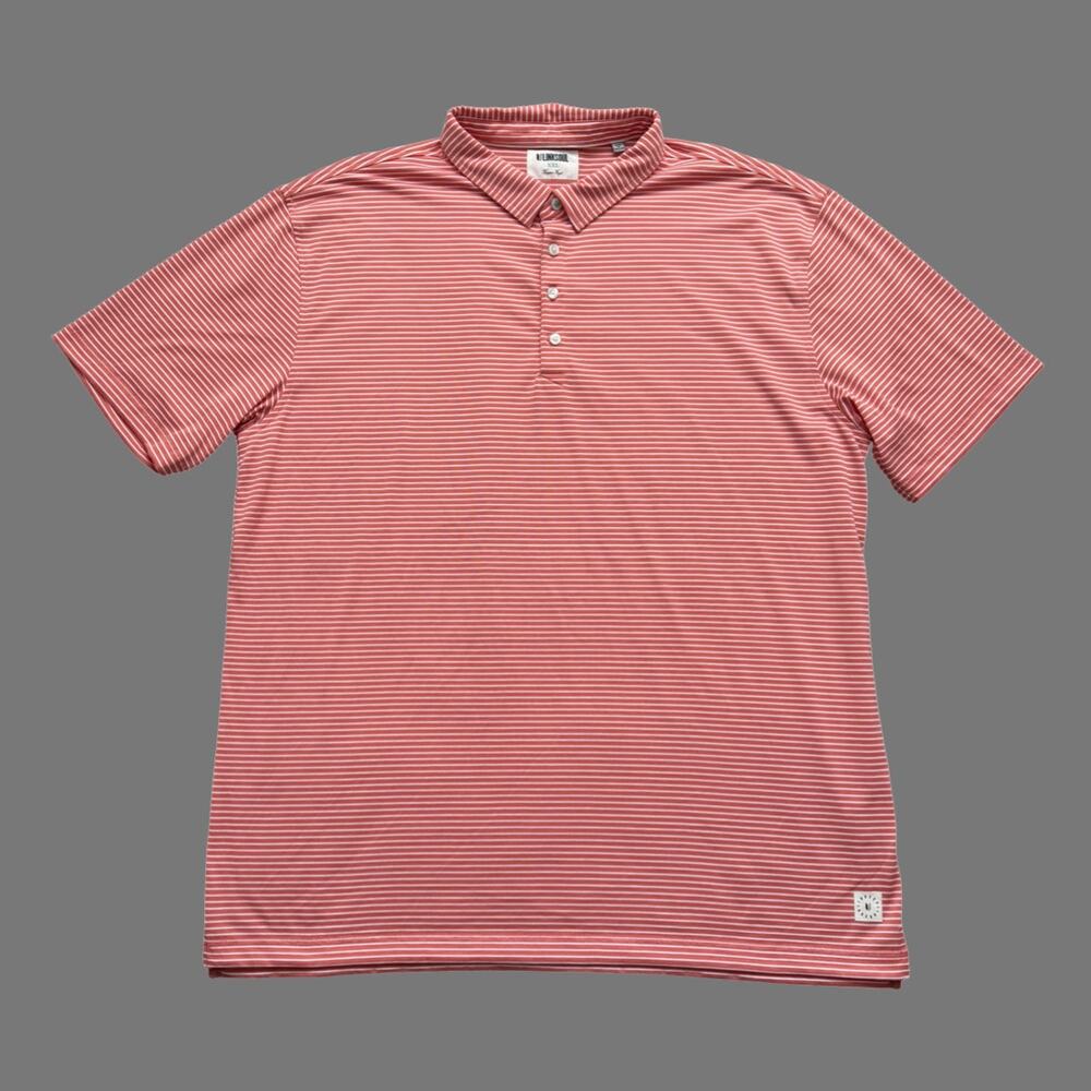LinkSoul Striped Golf Polo Papaya Peach White XXL EUC